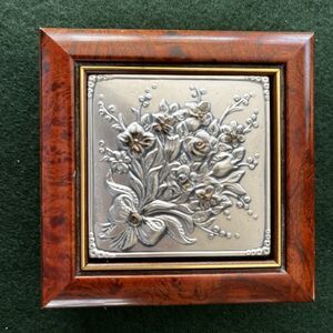 VTG Italian Castellani ACCA Wood & Sterling Silver Trinket Box 925  Italy